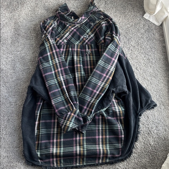 Free People Star Constellations Within Too Sequin Star Flannel Top - Picture 7 of 15